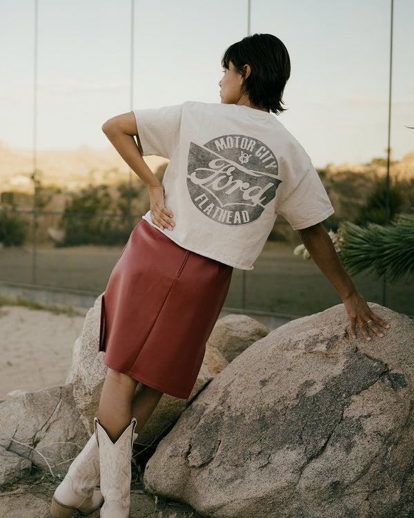 Junk Food Clothing Women's Ford Pocket Flea Market Crop Tee Sand