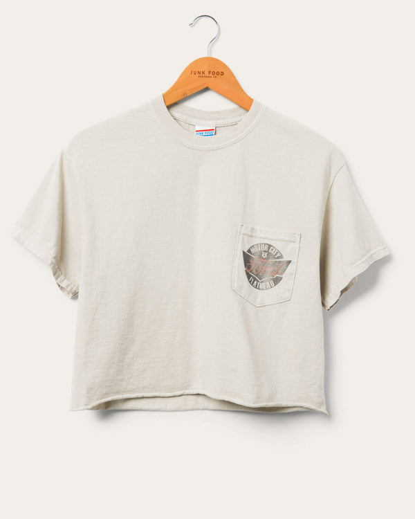 junk food clothing Women's Ford Pocket Flea Market Crop Tee Sand