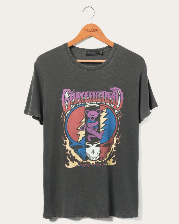 junk food clothing Women's Grateful Dead Dancing Bear and Skull Vintage Tee Castlerock