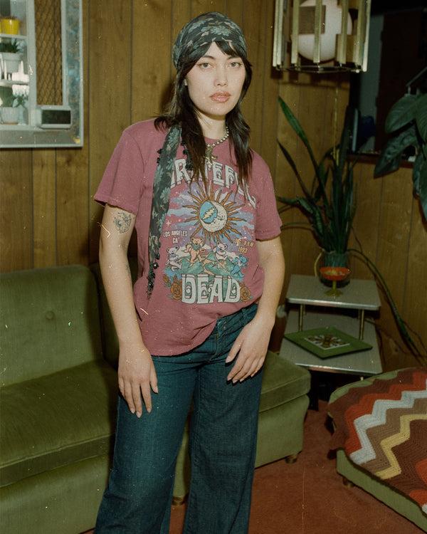 Junk Food Clothing Women's Grateful Dead Los Angeles Vintage Tee Roan Rouge