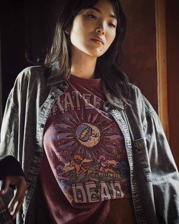 Junk Food Clothing Women's Grateful Dead Los Angeles Vintage Tee Roan Rouge