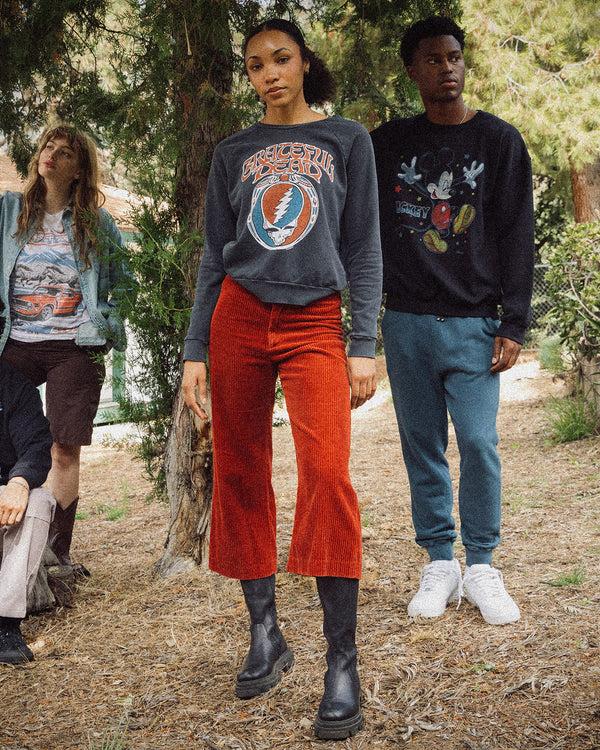 Junk Food Clothing Women's Grateful Dead Skull Vintage Raglan Pullover Vintage Black