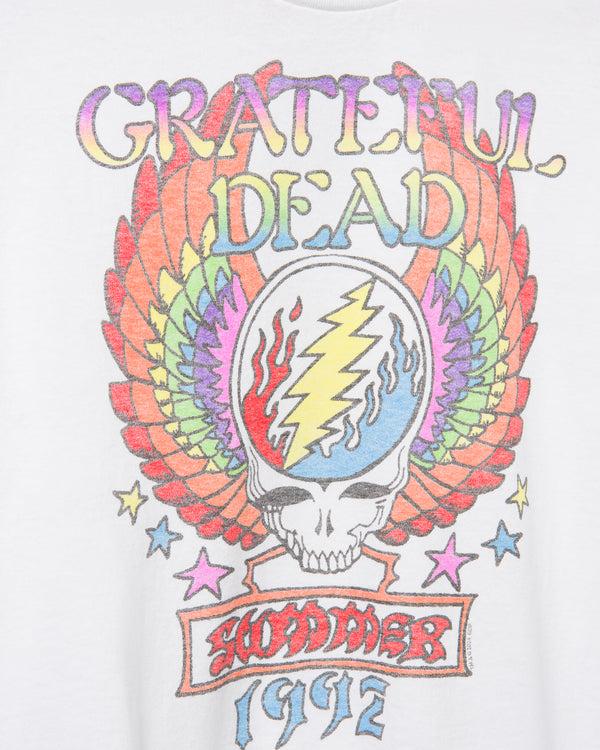 Junk Food Clothing Women's Grateful Dead Winged Skull Flea Market Crop Tee White