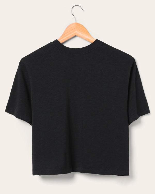 Junk Food Clothing Women's Green Bay Packers Blitz Mock Neck Crop Tee Black