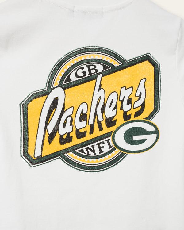 Junk Food Clothing Women's Green Bay Packers Cheers Baby Tee Vintage White