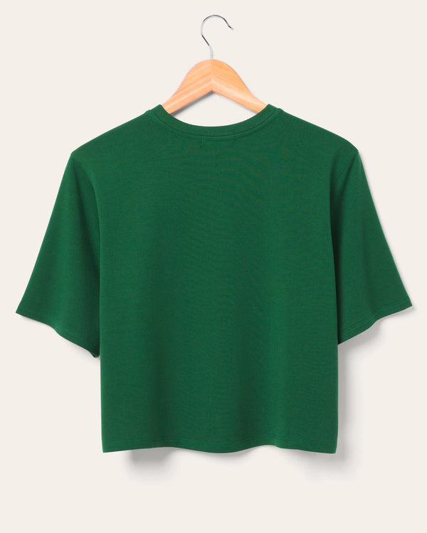 Junk Food Clothing Women's Green Bay Packers Color Block Crop Tee White/Hunter