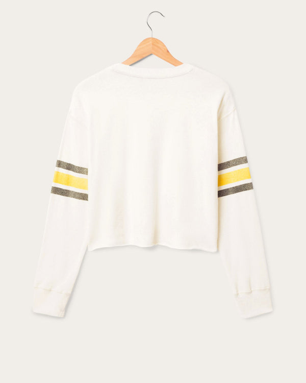 Junk Food Clothing Women's Green Bay Packers Kickoff Crop Crew Fleece Vintage White
