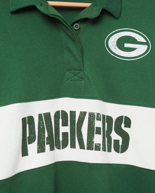 Junk Food Clothing Women's Green Bay Packers Rugby Long Sleeve Hunter