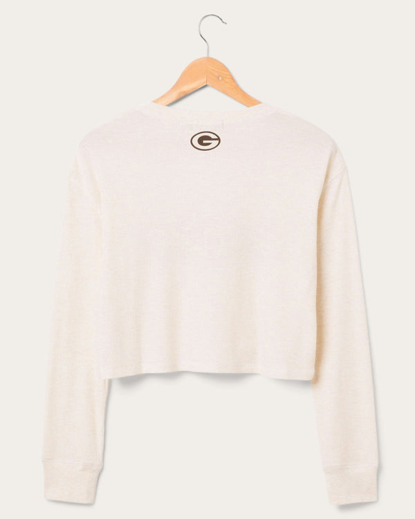 Junk Food Clothing Women's Green Bay Packers Sunday Crop Thermal Oatmeal