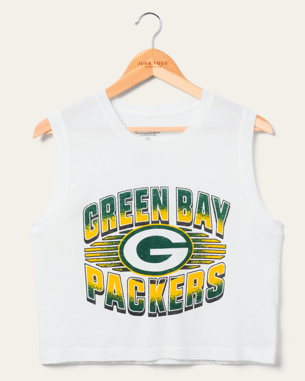 junk food clothing Women's Green Bay Packers Tank White