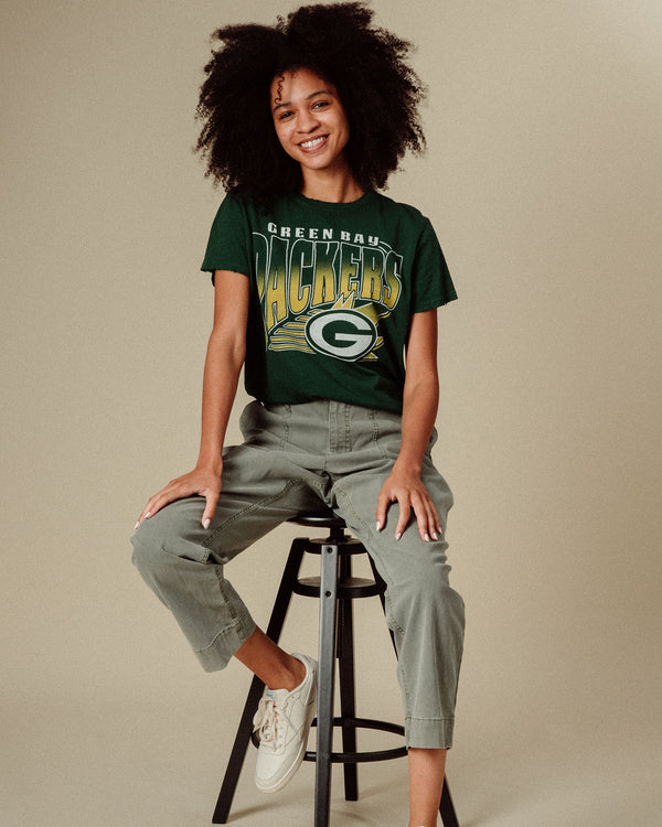 Junk Food Clothing Women's Green Bay Packers Vintage Tee Hunter