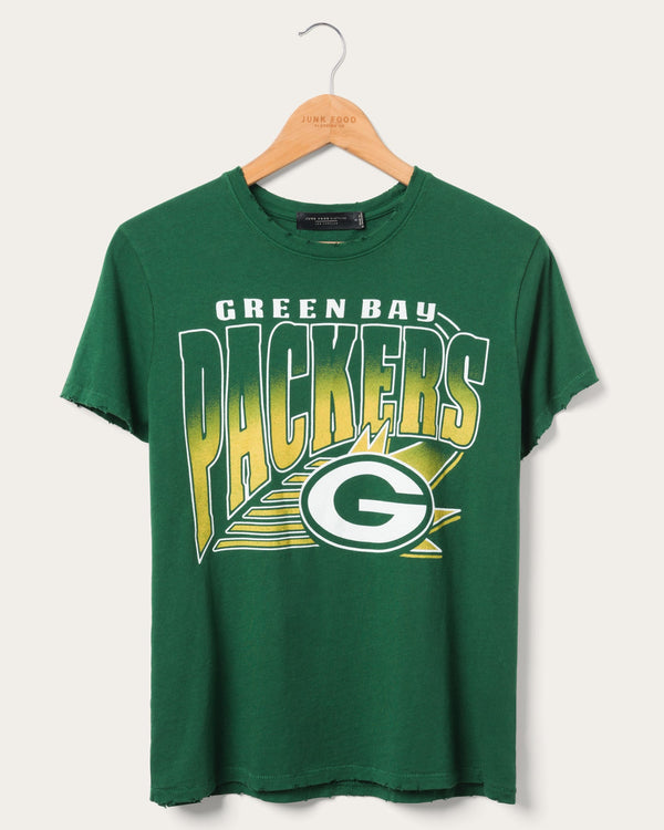 junk food clothing Women's Green Bay Packers Vintage Tee Hunter