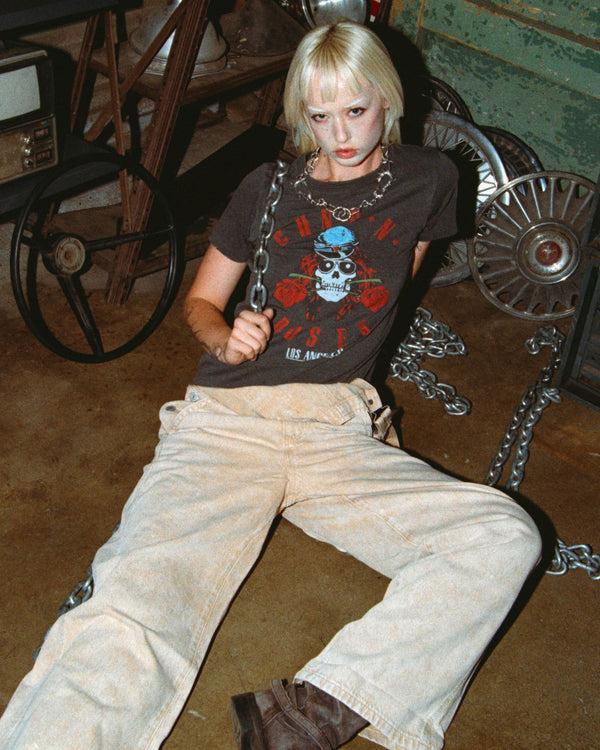 Junk Food Clothing Women's Guns N' Roses Skull Original Tee Vintage Black