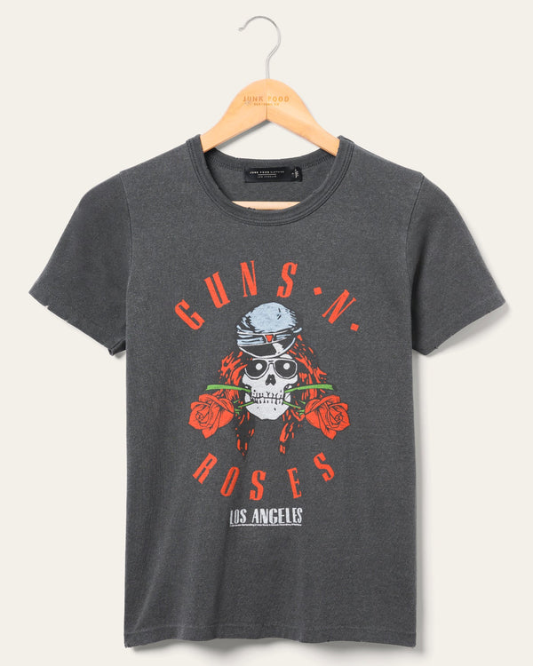 junk food clothing Women's Guns N' Roses Skull Original Tee Vintage Black