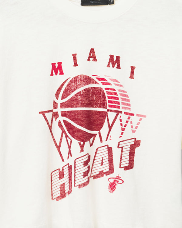 Junk Food Clothing Women's Heat Short Sleeve Mock Neck Crop Tee White