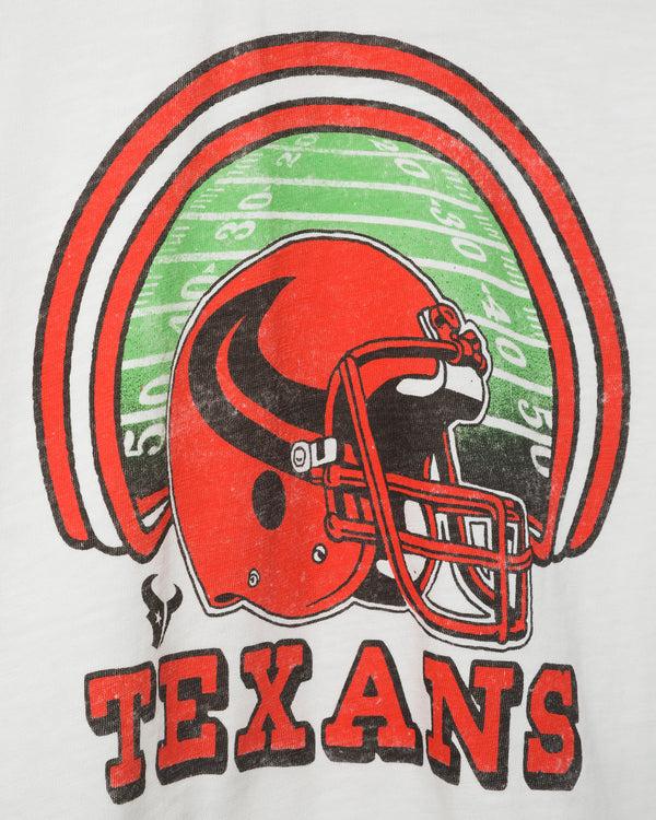 Junk Food Clothing Women's Houston Texans Game Time Mock Neck Crop Tee Vintage White