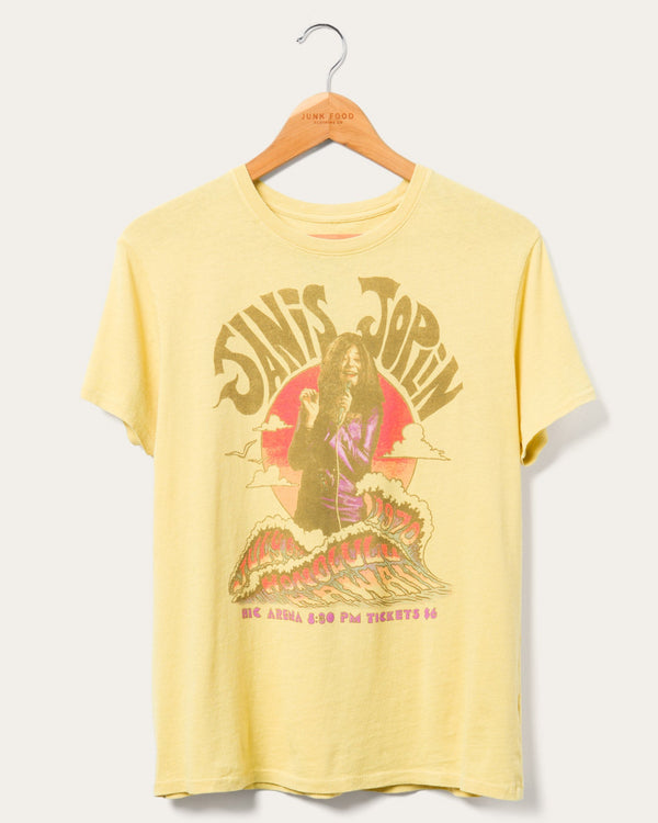 junk food clothing Women's Janis Joplin Honolulu Vintage Tee Misted Yellow