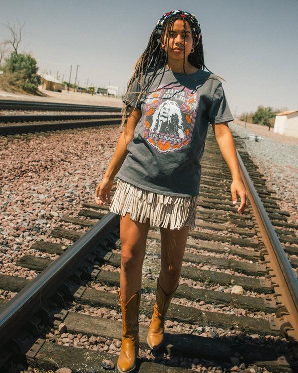 Junk Food Clothing Women's Janis Joplin Live In Concert Vintage Tee Vintage Black