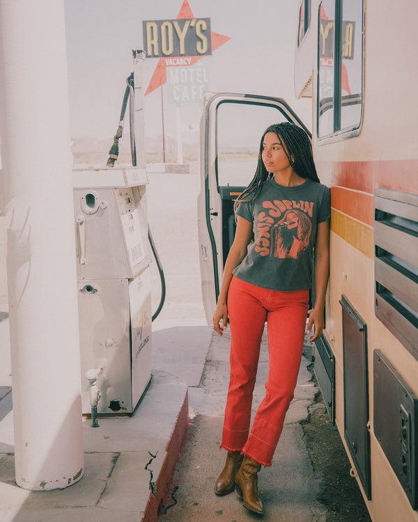 Junk Food Clothing Women's Janis Joplin Original Tee Vintage Black