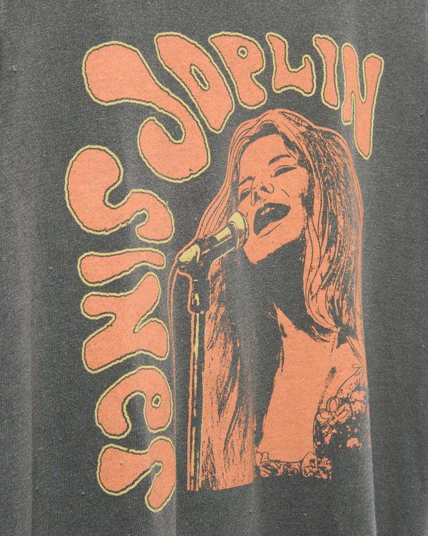 Junk Food Clothing Women's Janis Joplin Original Tee Vintage Black
