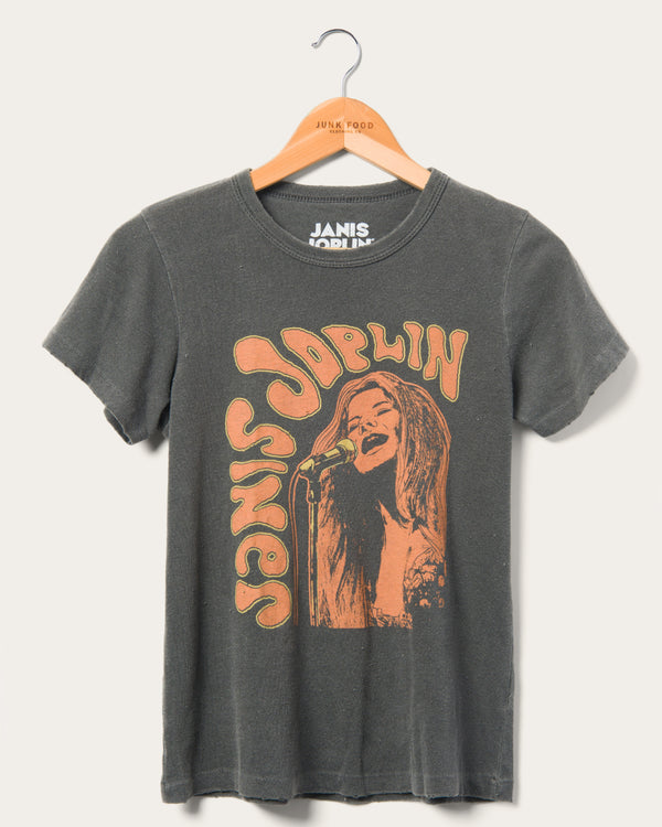 junk food clothing Women's Janis Joplin Original Tee Vintage Black