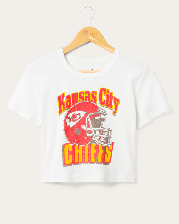 junk food clothing Women's Kansas City Chiefs Baby Tee Vintage White