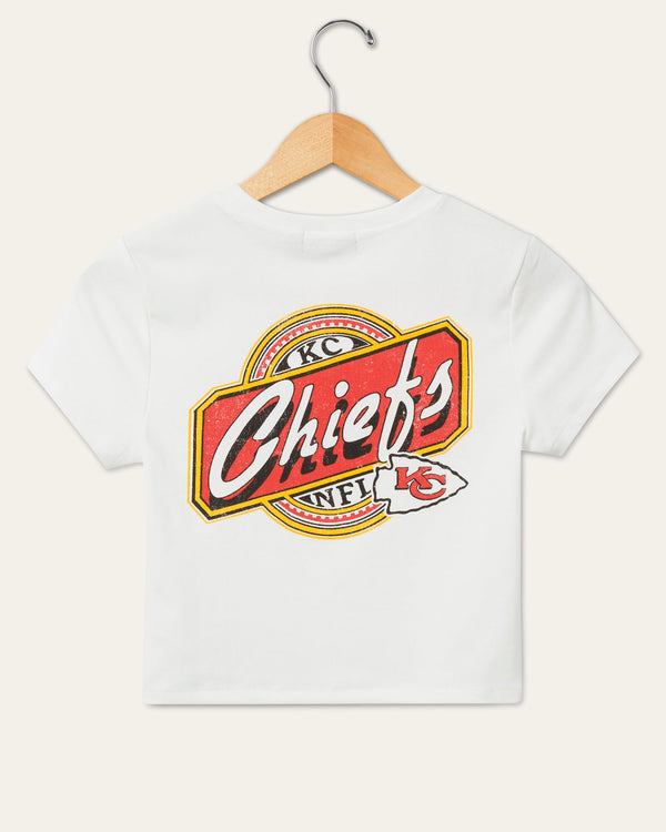 Junk Food Clothing Women's Kansas City Chiefs Cheers Baby Tee Vintage White