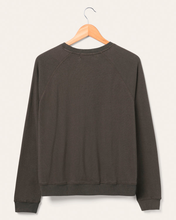 Junk Food Clothing Women's Kansas City Chiefs Flocked Raglan Crew Fleece Vintage Black