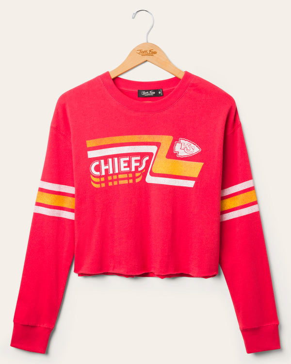 junk food clothing Women's Kansas City Chiefs Retro Crop Fleece Licorice