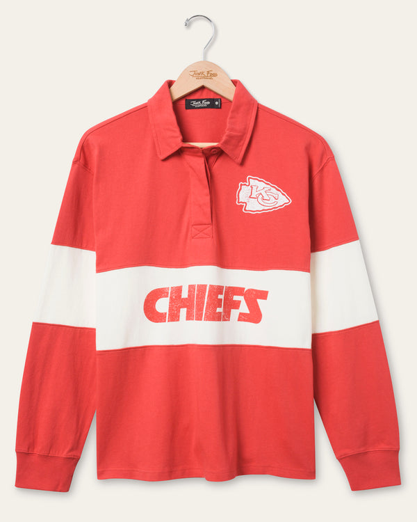 junk food clothing Women's Kansas City Chiefs Rugby Long Sleeve Licorice