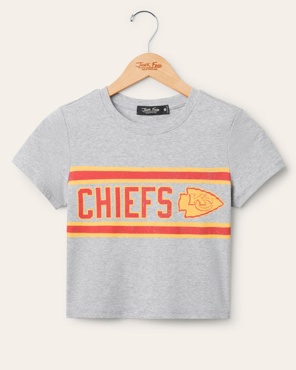 junk food clothing Women's Kansas City Chiefs Sideline Baby Tee Heather Grey
