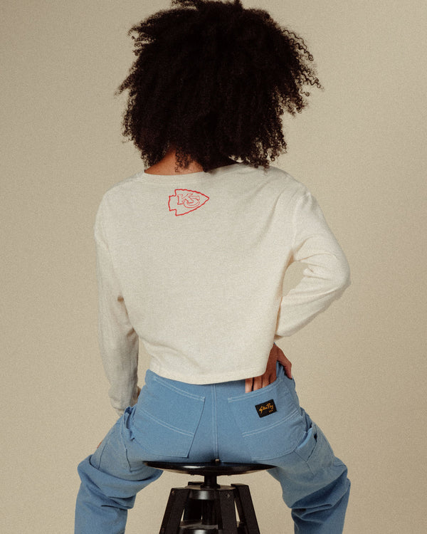 Junk Food Clothing Women's Kansas City Chiefs Sunday Crop Thermal Oatmeal