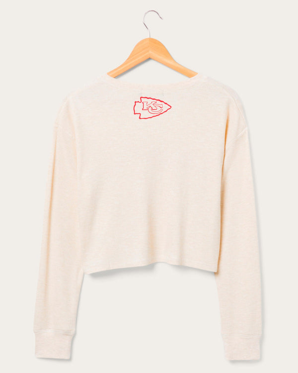 Junk Food Clothing Women's Kansas City Chiefs Sunday Crop Thermal Oatmeal