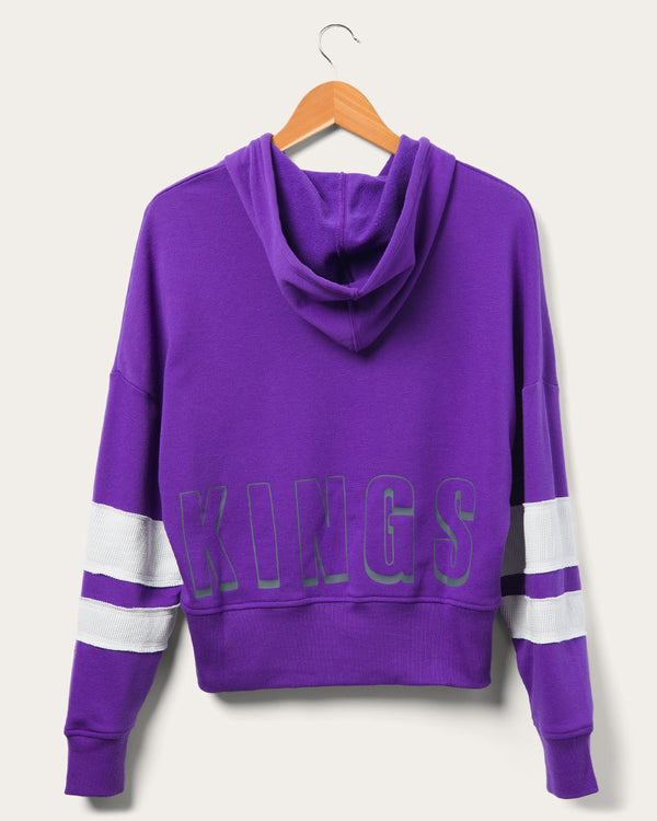 Junk Food Clothing Women's Kings Overtime Striped Fleece Hoodie Purple