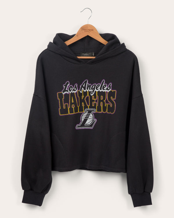 junk food clothing Women's Lakers Hook Shot Hoodie True Black