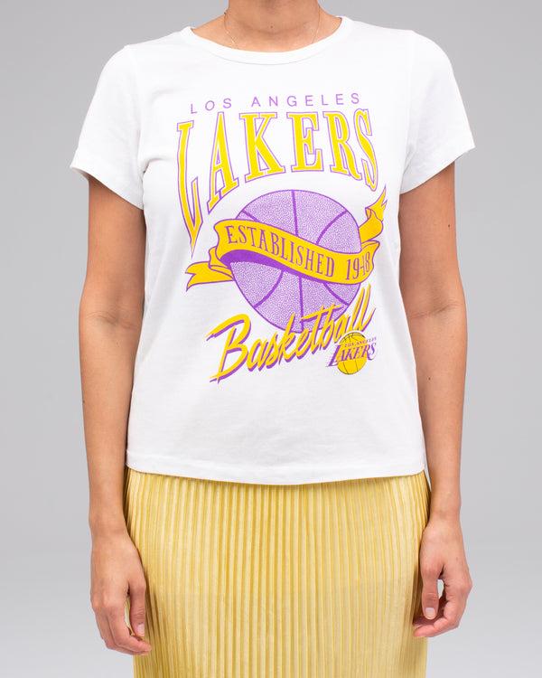 Junk Food Clothing Women's Lakers Vintage Crew VINTAGE WHITE
