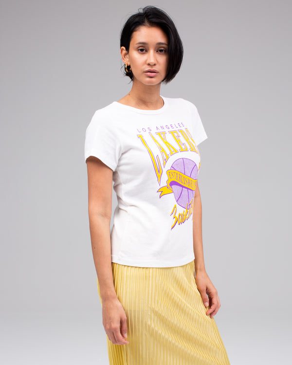 Junk Food Clothing Women's Lakers Vintage Crew VINTAGE WHITE