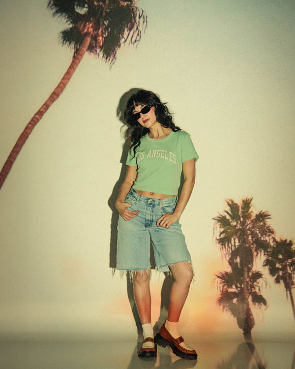 Junk Food Clothing Women's Los Angeles Baby Tee Quiet Green