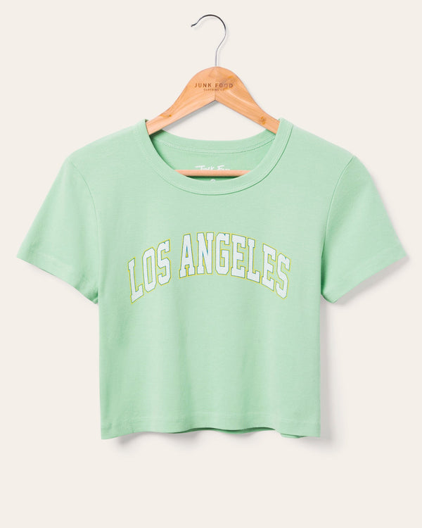 junk food clothing Women's Los Angeles Baby Tee Quiet Green