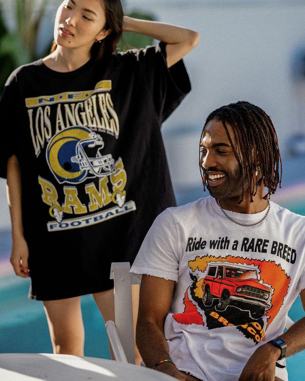 Junk Food Clothing Women's Los Angeles Rams Helmet Oversized Tee Dress Black