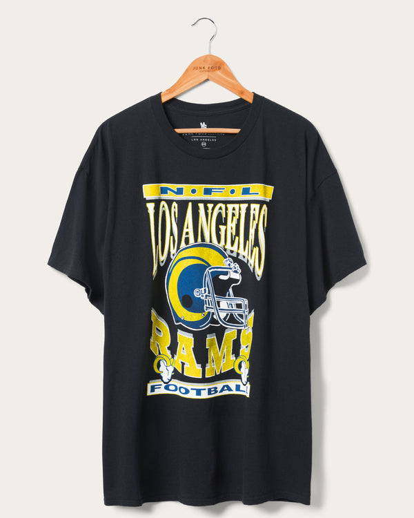junk food clothing Women's Los Angeles Rams Helmet Oversized Tee Dress Black