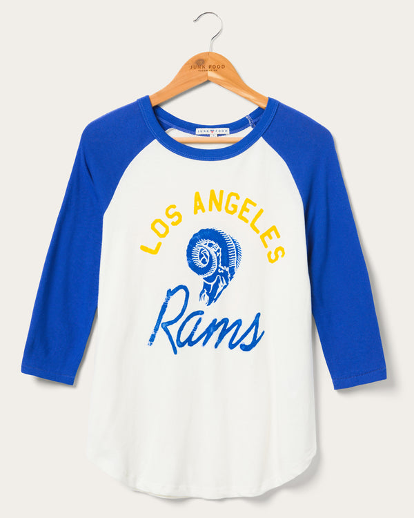 junk food clothing Women's Los Angeles Rams Long Sleeve Sugar/Liberty