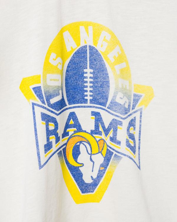 Junk Food Clothing Women's Los Angeles Rams Mock Neck Crop Tee White