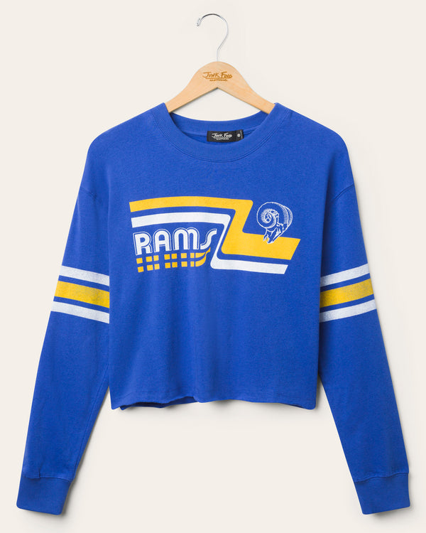 junk food clothing Women's Los Angeles Rams Retro Crop Fleece Liberty