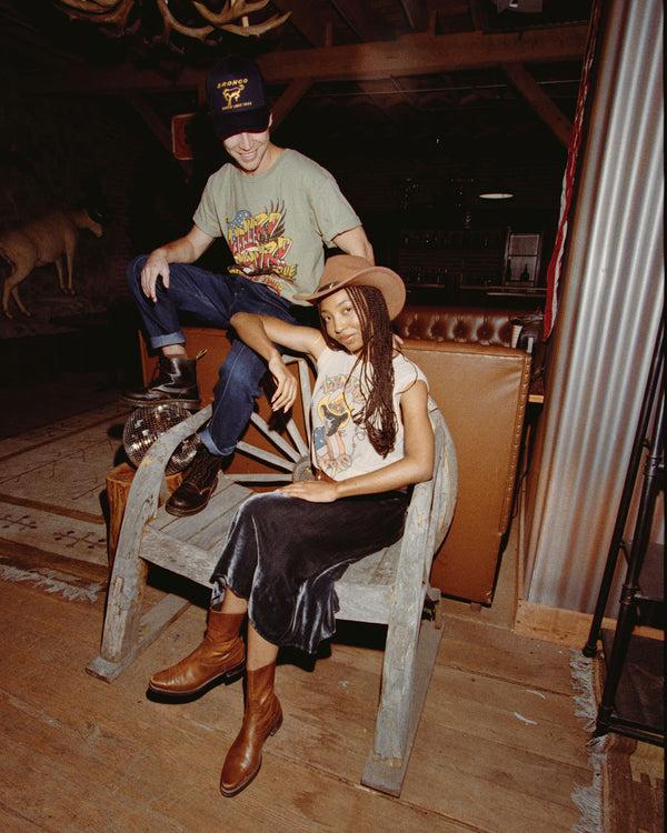 Junk Food Clothing Women's Lynyrd Skynyrd Skull Cowboy Vintage Tissue Tank Birch