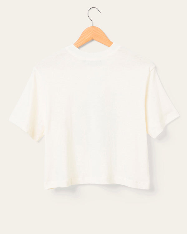 Junk Food Clothing Women's Mavericks Short Sleeve Mock Neck Crop Tee White