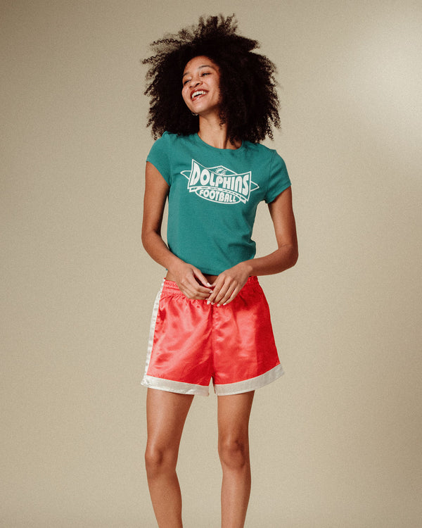 Junk Food Clothing Women's Miami Dolphins Baby Tee Teal