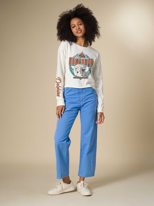 Junk Food Clothing Women's Miami Dolphins Helmet Crop Fleece Vintage White