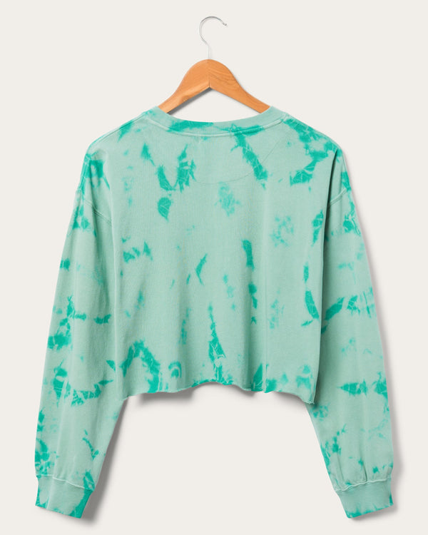 Junk Food Clothing Women's Miami Dolphins Long Sleeve Loose Knit Crop Teal