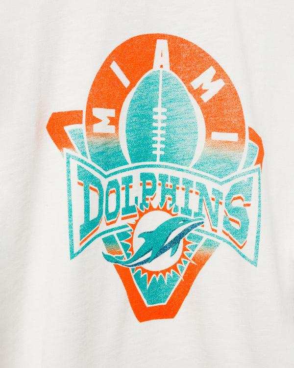 Junk Food Clothing Women's Miami Dolphins Mock Neck Crop Tee White